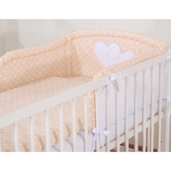 Sengesæt til babyseng  Beige Polkaprikker