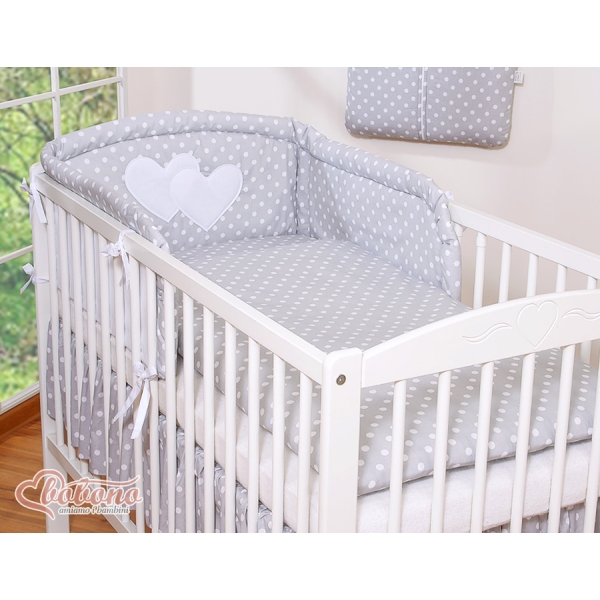 Sengesæt til babyseng  Grå Polkaprikker
