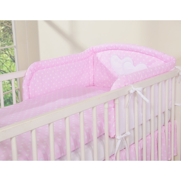 Sengesæt til babyseng  Lyserød Pink Polkaprikker