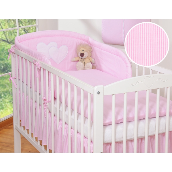 Sengesæt til babyseng  Lyserød Pink Striber