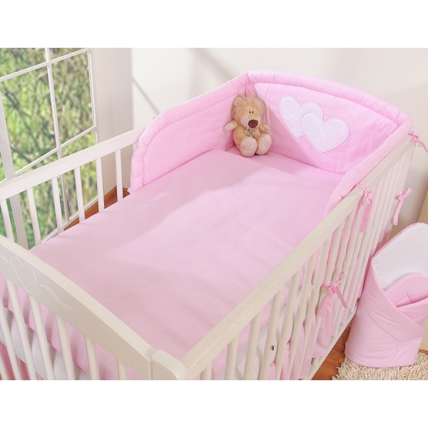 Sengesæt til babyseng  Lyserød Pink Striber