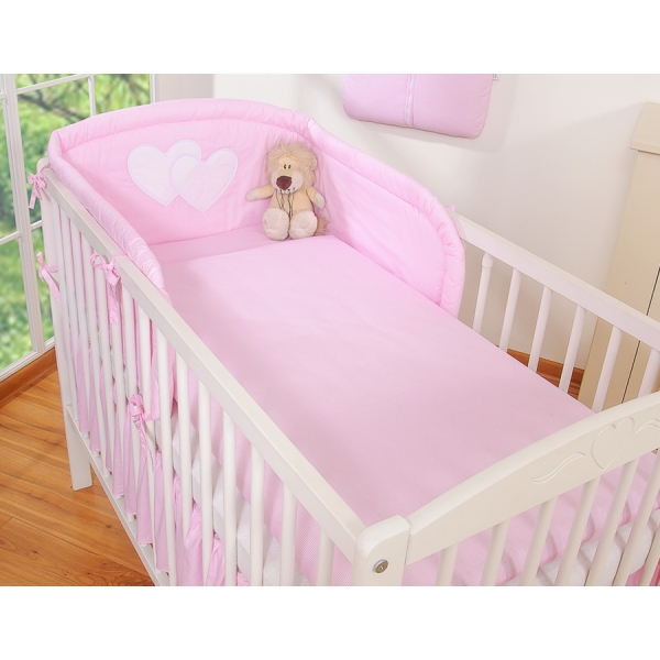 Sengesæt til babyseng  Lyserød Pink Striber