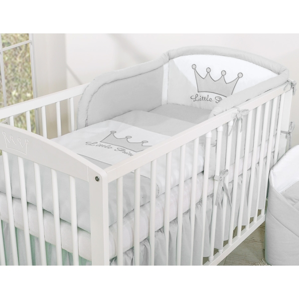 Sengesæt til tremmeseng i 2 dele Little Prince/Princess  Grå
