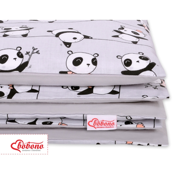 Sengetøj af bomuld 140x200 Junior  Grå Panda