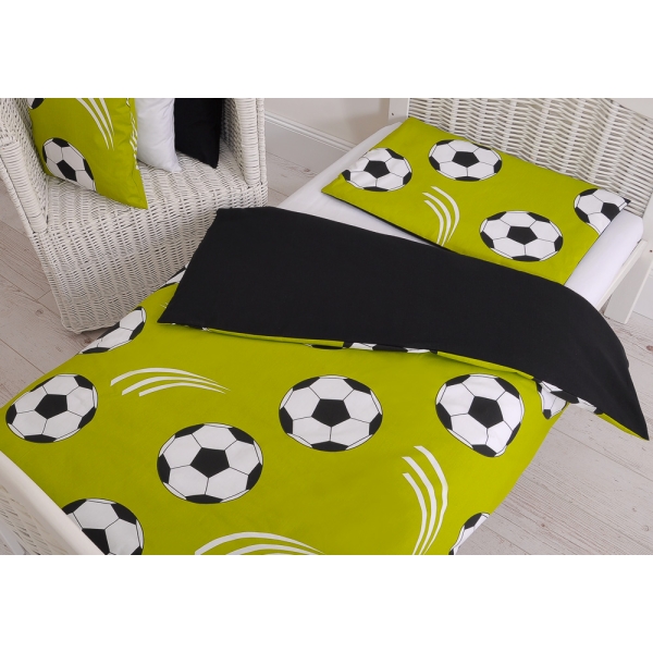 Sengetøj af bomuld 140x200 Junior  Grøn Fodbold