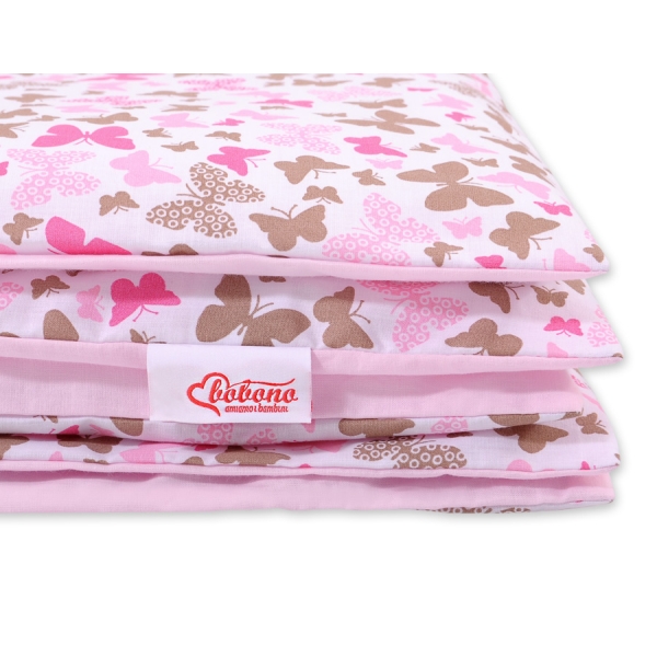 Sengetøj af bomuld 140x200 Junior  Lyserød Pink Sommerfugle