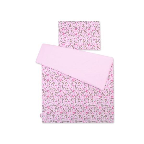 Sengetøj af bomuld 140x200 Junior  Lyserød Pink Sommerfugle