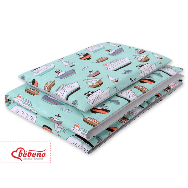 Sengetøj i bomuld 100x135 Mini  Mint Skibe