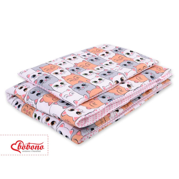 Sengetøjssæt i 2 dele 100x135 Mini  Lyserød Grå Pink Katte