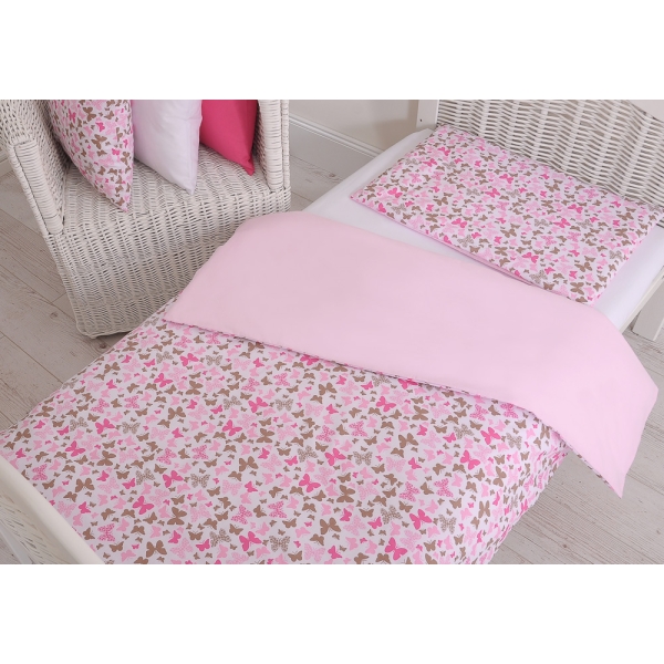 Sengetøjssæt i 2 dele 100x135 Mini  Lyserød Pink Sommerfugle