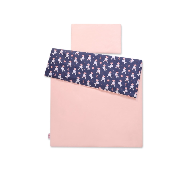 Sengetøjssæt i 2 dele 100x135 Mini  Mørk Blå Kaniner