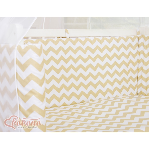 Sideseng med madras og sengetøjssæt Little Prince/Princess  Beige Siksak