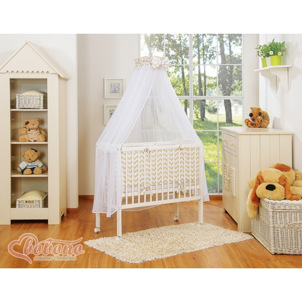 Sideseng med madras og sengetøjssæt Little Prince/Princess  Beige Siksak