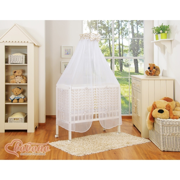 Sideseng med madras og sengetøjssæt Little Prince/Princess  Beige Siksak