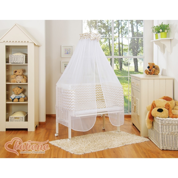 Sideseng med madras og sengetøjssæt Little Prince/Princess  Beige Siksak