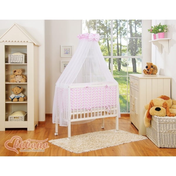 Sideseng med madras og sengetøjssæt Little Prince/Princess  Lyserød Pink Siksak