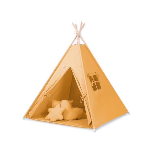 Teltsæt Tipi Telt Børn med legetæppe + puder sæt   Honning