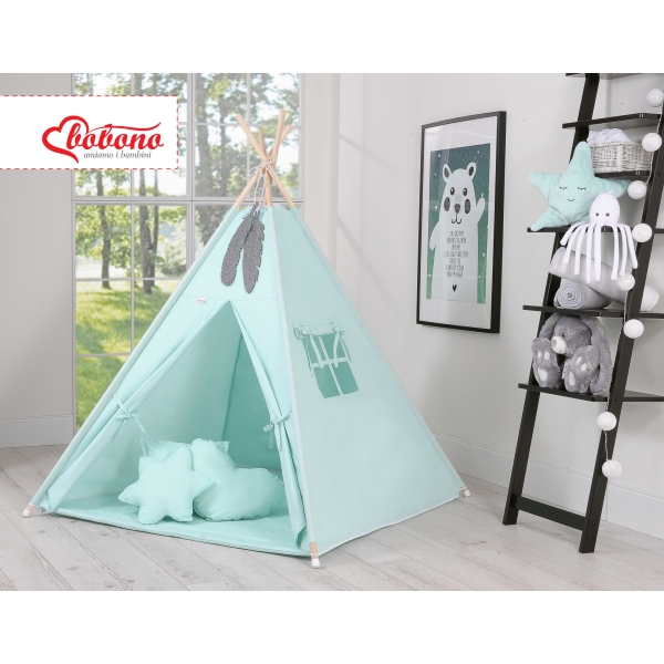 Teltsæt Tipi Telt Børn med legetæppe + puder sæt   Mint