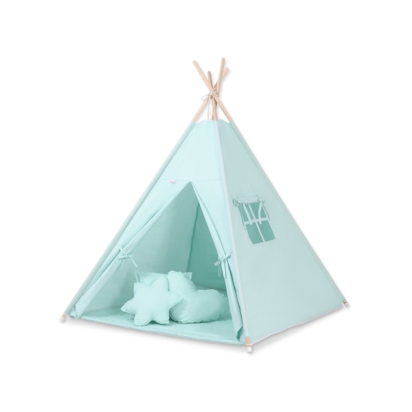 Teltsæt Tipi Telt Børn med legetæppe + puder sæt   Mint