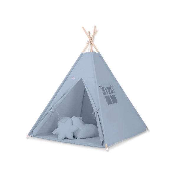 Teltsæt Tipi Telt Børn med legetæppe + puder sæt   Pastel Blå