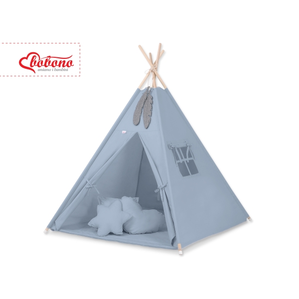 Teltsæt Tipi Telt Børn med legetæppe + puder sæt   Pastel Blå
