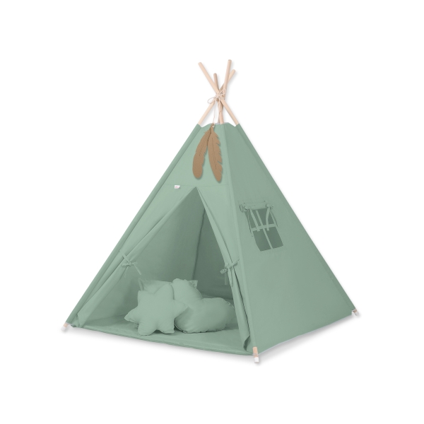 Teltsæt Tipi Telt Børn med legetæppe + puder sæt   Pastel Grøn