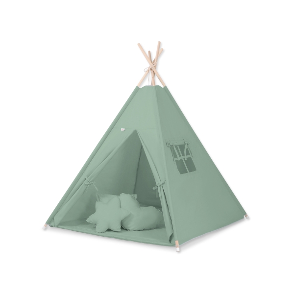 Teltsæt Tipi Telt Børn med legetæppe + puder sæt   Pastel Grøn