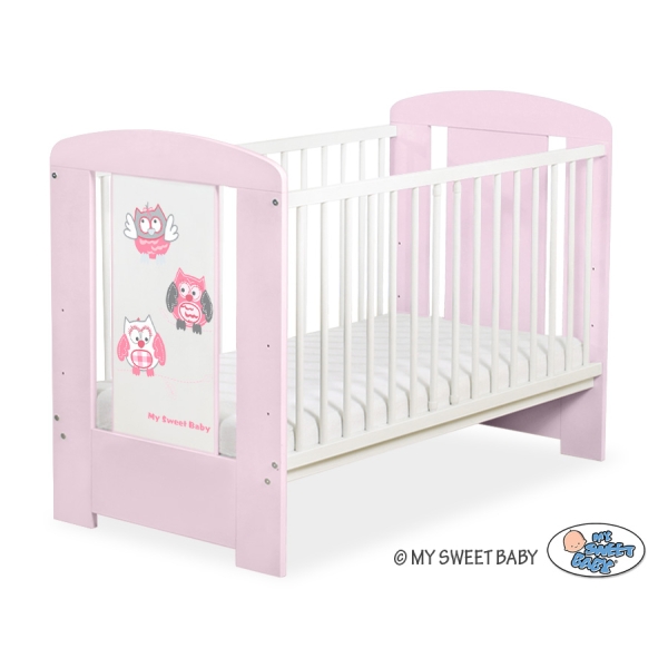 Tremmeseng 120x60cm til baby Munter Ugler    Lyserød Pink