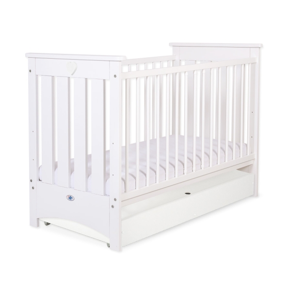 Tremmeseng af træ 120x60cm LORENZO med Sfuffe  STANDARD Hvid