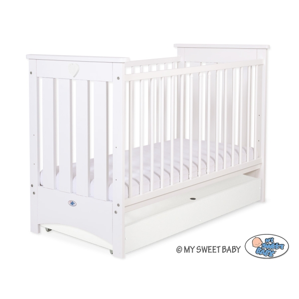 Tremmeseng af træ 120x60cm LORENZO med Sfuffe  STANDARD Hvid