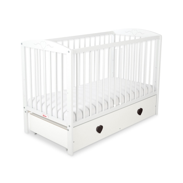 Tremmeseng med Skuffe til baby Hjerter   MAXI