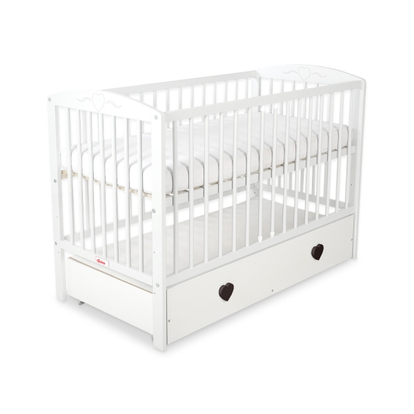 Tremmeseng med Skuffe til baby Hjerter   MAXI