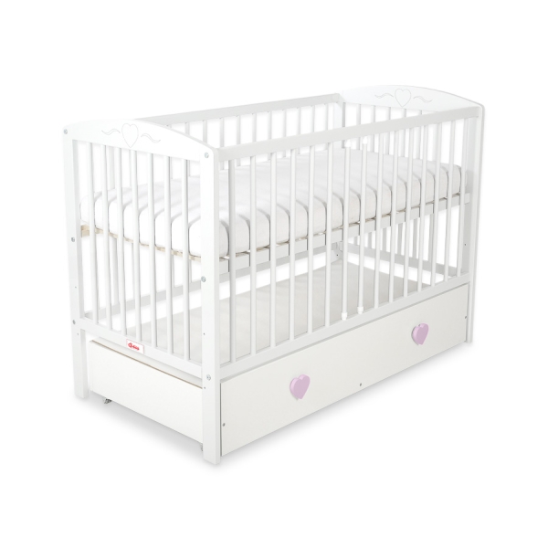 Tremmeseng med Skuffe til baby Hjerter   MAXI