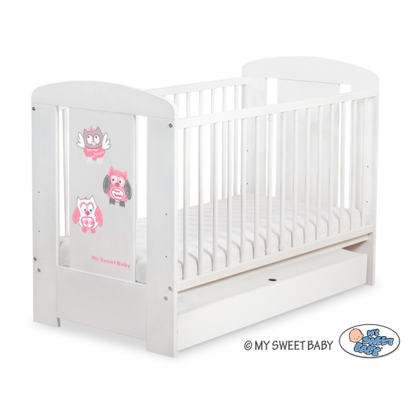 Tremmeseng med Skuffe  til baby Munter Ugler    STANDARD