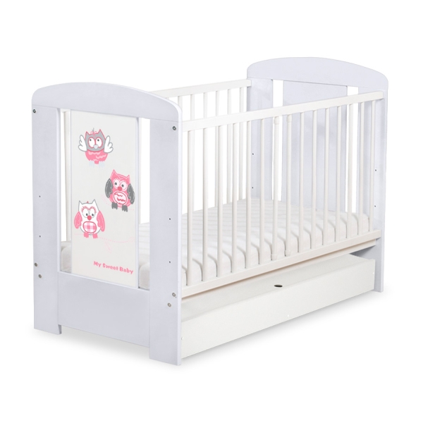 Tremmeseng med Skuffe  til baby Munter Ugler    STANDARD