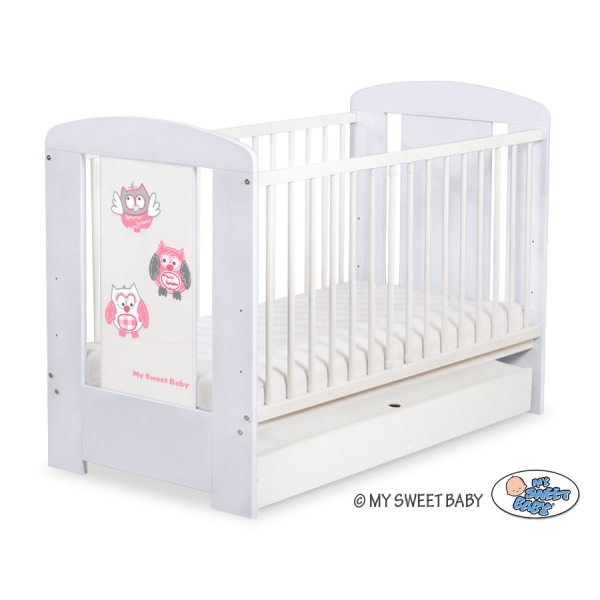 Tremmeseng med Skuffe  til baby Munter Ugler    STANDARD