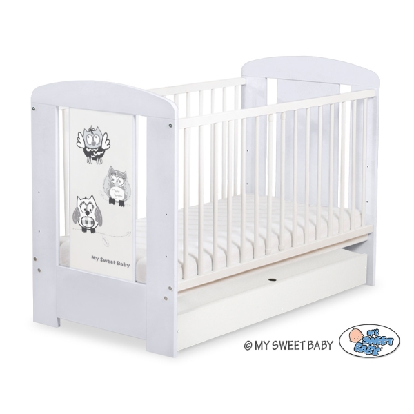 Tremmeseng med Skuffe  til baby Munter Ugler    STANDARD