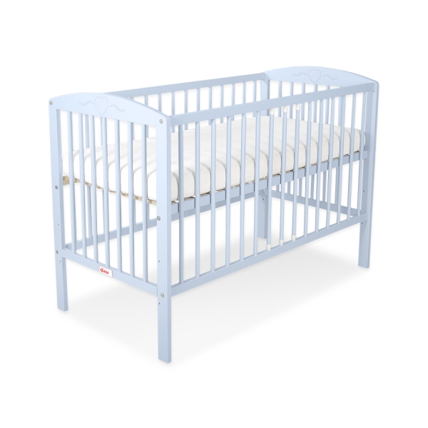 Komplet Pakke Tremmeseng med hjul til baby Hjerter Blå
