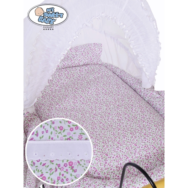 Vintage babykurv  Lyserød Hvid Pink Jasmine