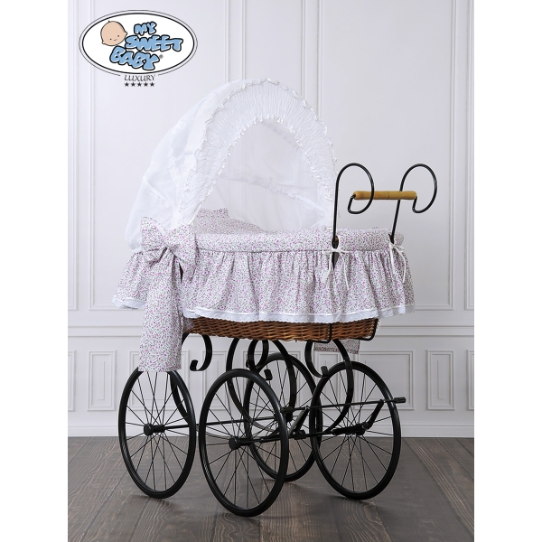 Vintage babykurv  Lyserød Hvid Pink Jasmine