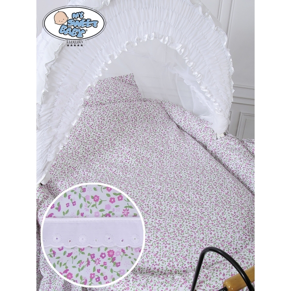 Vintage babykurv  Lyserød Hvid Pink Jasmine