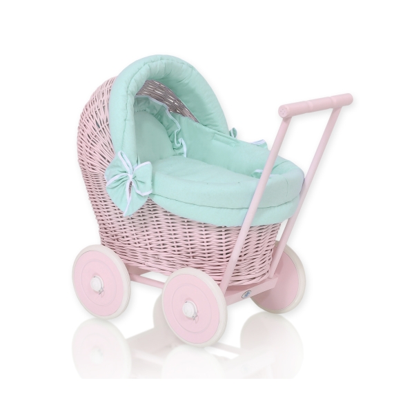 Vogn i pileflet til dukke  Mint Lyserød Pink