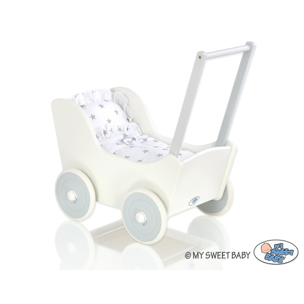 Vogn til babydukke  Hvid Grå