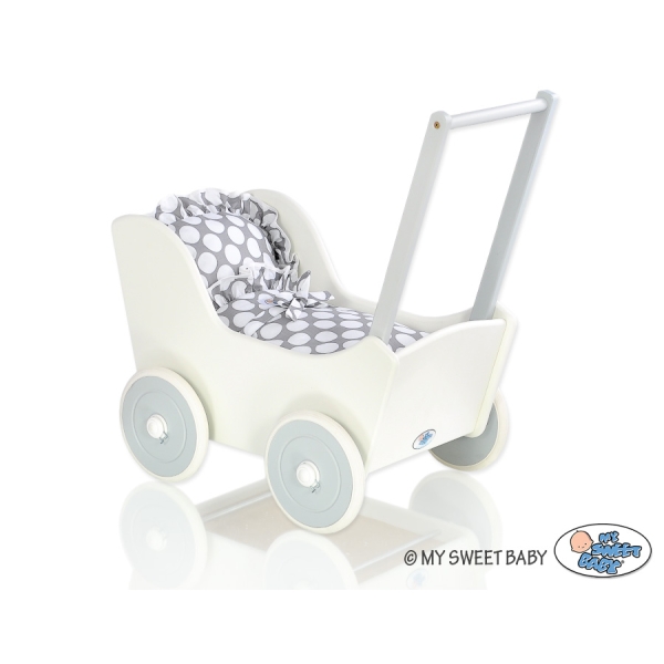 Vogn til babydukke  Hvid Grå