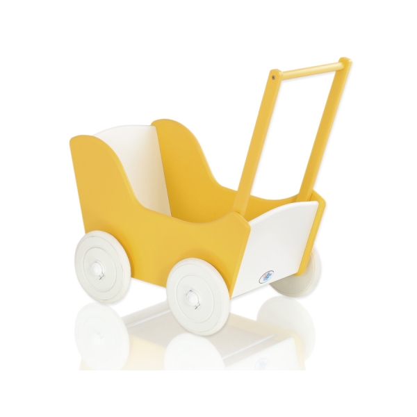 Vogn til babydukke  Hvid Gul