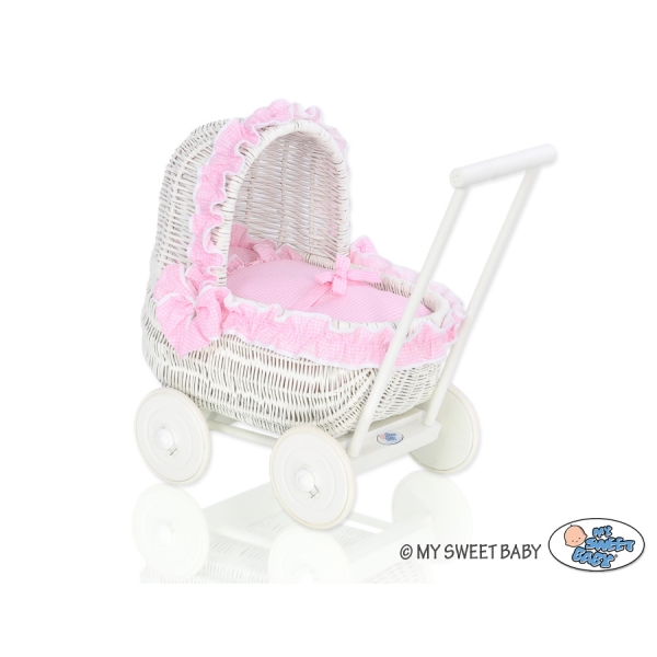 Vogn til babydukke  Lyserød Hvid Pink