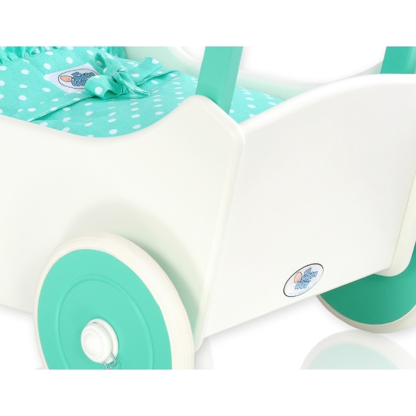 Vogn til babydukke  Mint Hvid