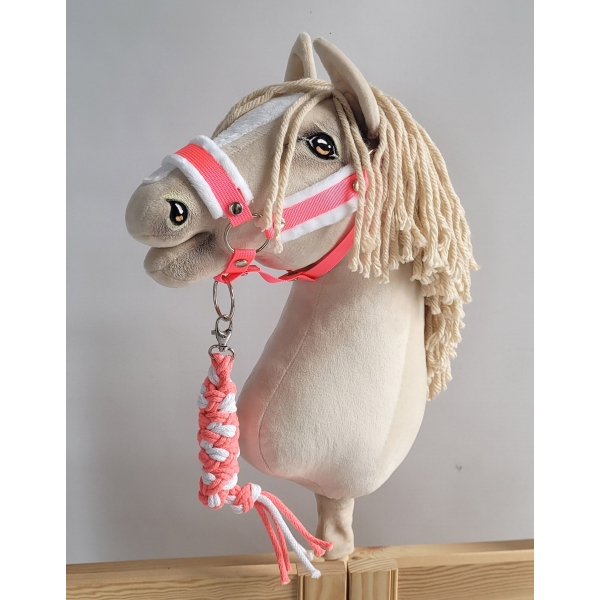 Dwifarvet flettet træktov til kæphest Hvid Neon Pink