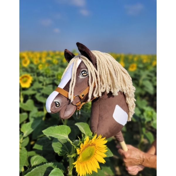 Kæphest Smuk mørkebrun hvid beige Manke Amerikansk Mustang
