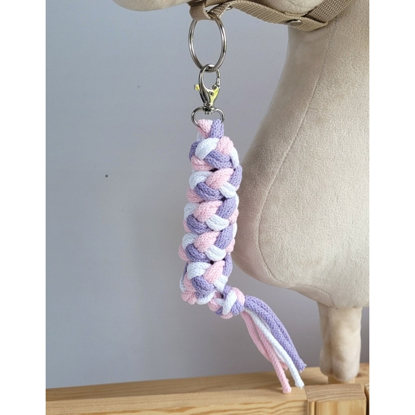 Trekolor flettet træktov til kæphest Hvid Lys Pink Violet